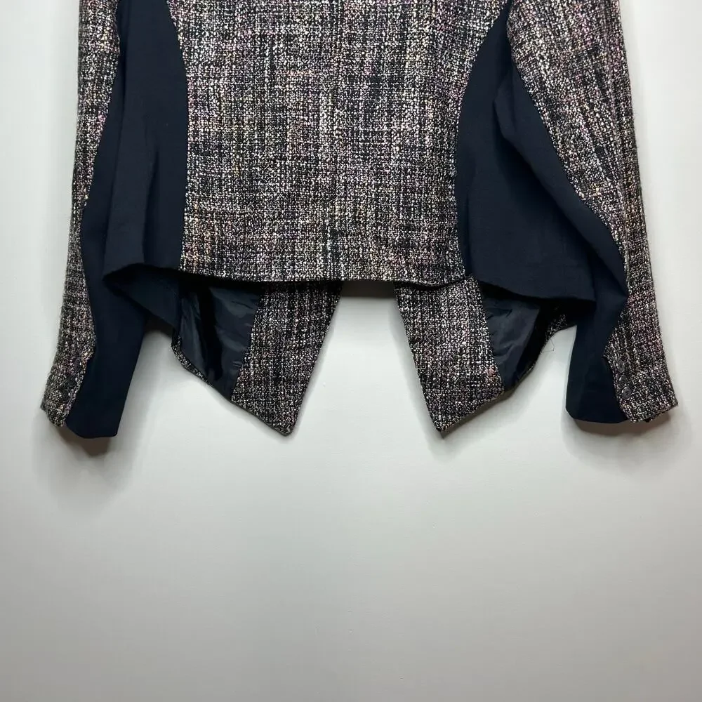 Lane Bryant Open Front Jacket Blazer Size 24 Vegan Leather Trim - Picture 7 of 12